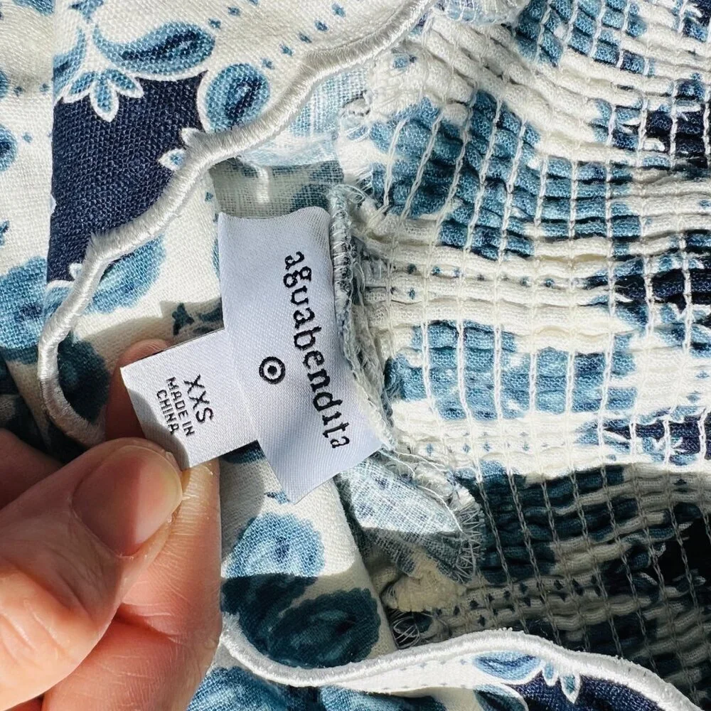 ❤️ Agua Bendita for target mini floral tiered dress, blue, white, Size XXS